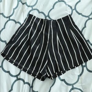 black striped shorts